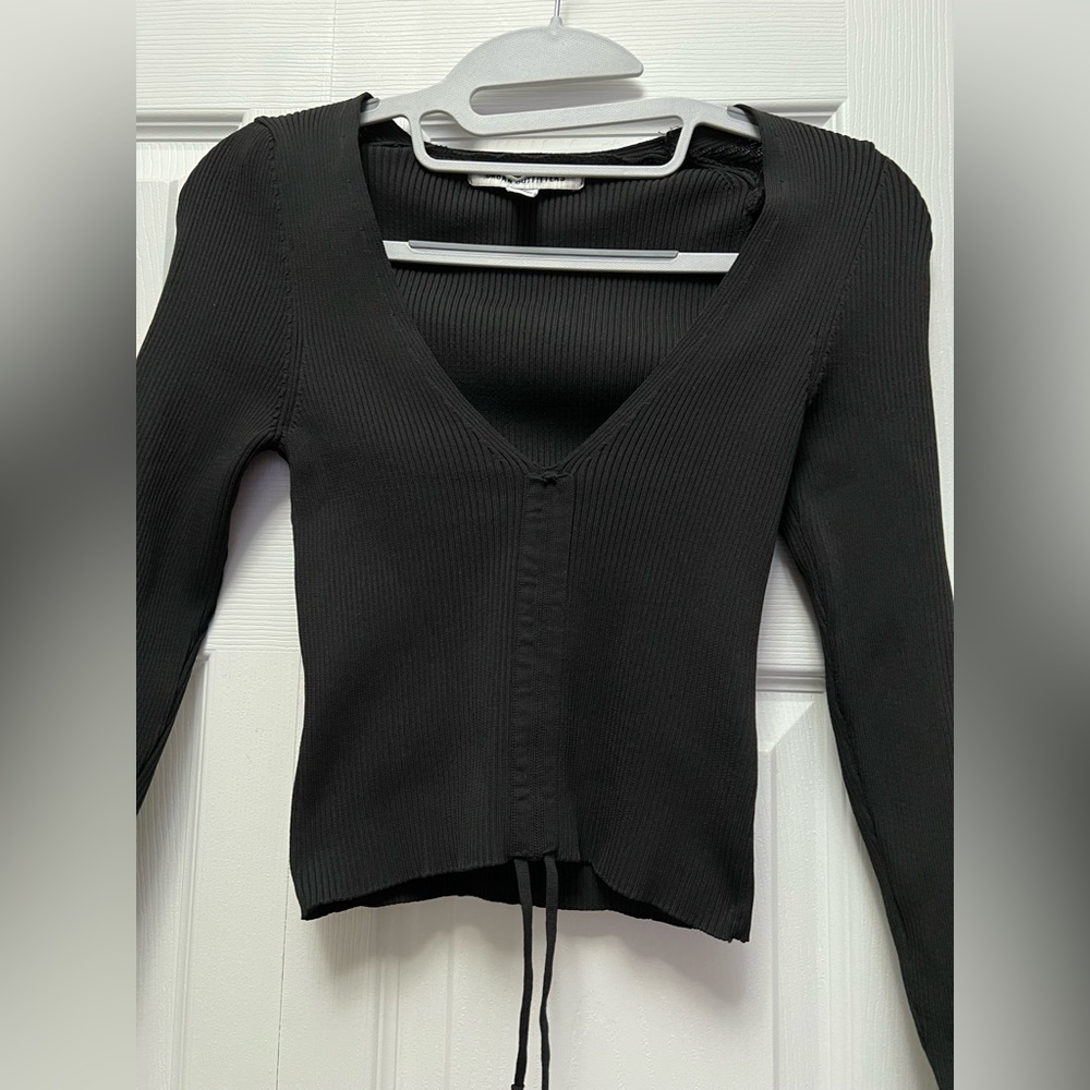Urban outfitters ruched drawstring black crop top